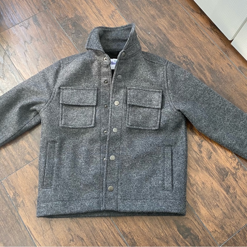 Felt gray dress jacket, excellent condition.